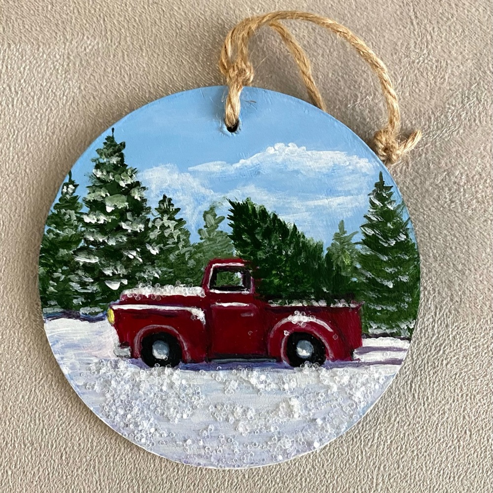 Hand Crafted Art-Red Truck
